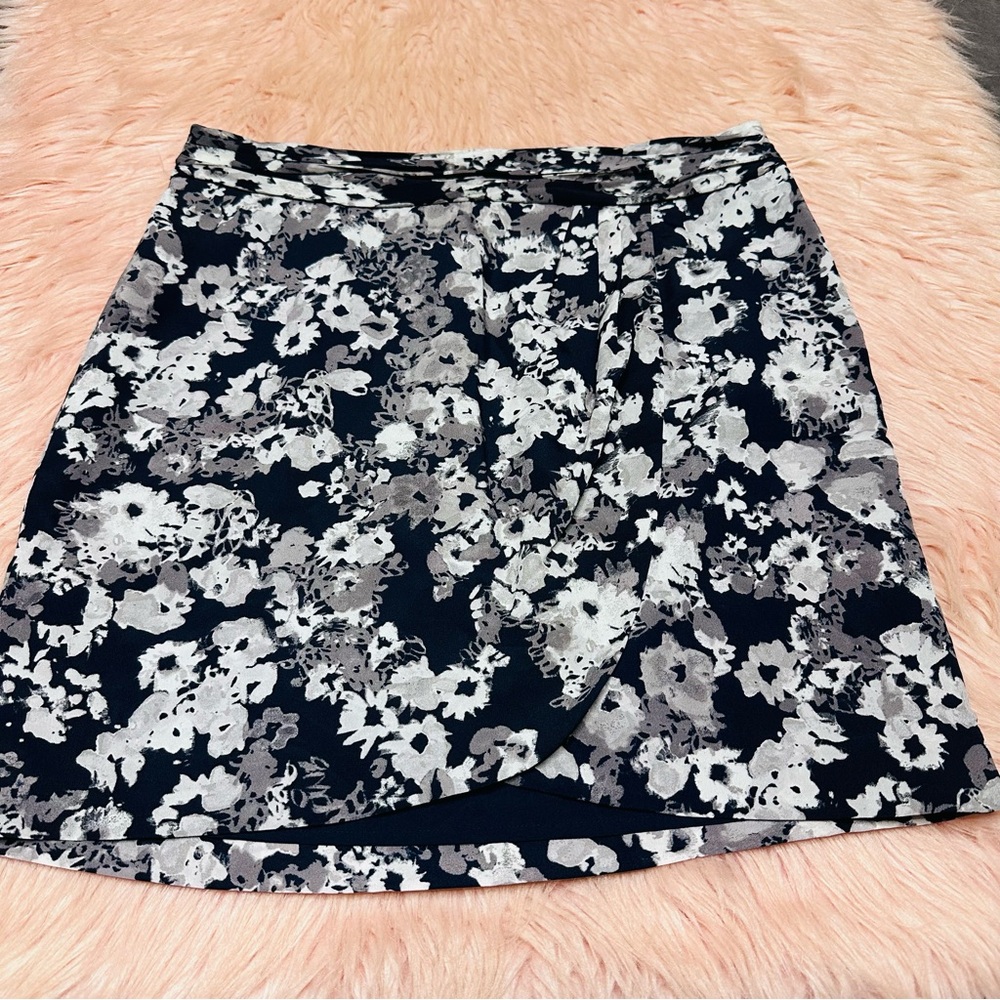 Banana Republic Black and White Floral Mini Skirt